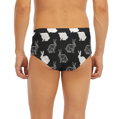 Black And White Rabbit Pattern Print Men's Briefs