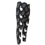 Black And White Rabbit Pattern Print Men's Compression Pants