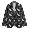 Black And White Rabbit Pattern Print Men's Cotton Blazer