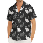 Black And White Rabbit Pattern Print Men's Deep V-Neck Shirt