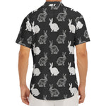Black And White Rabbit Pattern Print Men's Deep V-Neck Shirt