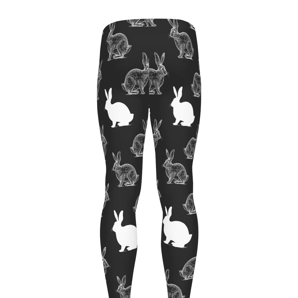 Black And White Rabbit Pattern Print Men's leggings