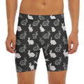 Black And White Rabbit Pattern Print Men's Long Boxer Briefs
