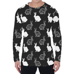 Black And White Rabbit Pattern Print Men's Long Sleeve T-Shirt
