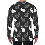 Black And White Rabbit Pattern Print Men's Long Sleeve T-Shirt