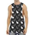 Black And White Rabbit Pattern Print Men's Muscle Tank Top