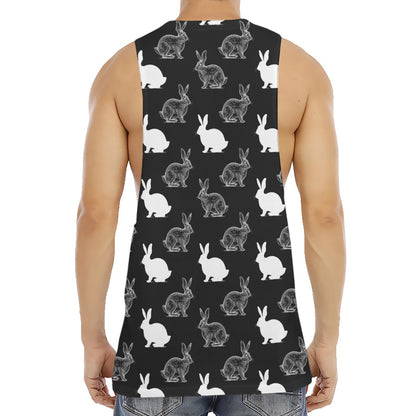 Black And White Rabbit Pattern Print Men's Muscle Tank Top