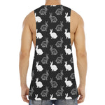 Black And White Rabbit Pattern Print Men's Muscle Tank Top