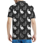 Black And White Rabbit Pattern Print Men's Polo Shirt