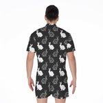 Black And White Rabbit Pattern Print Men's Rompers