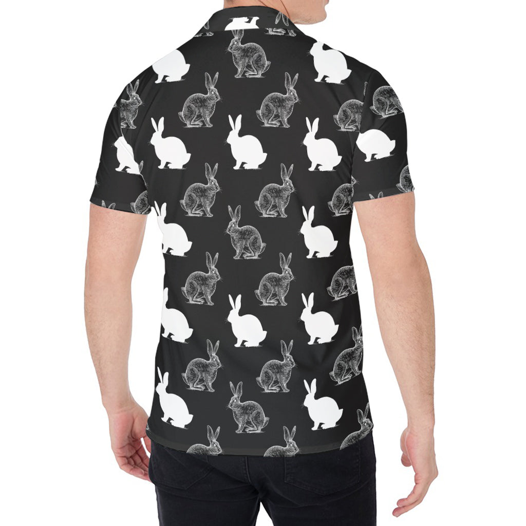 Black And White Rabbit Pattern Print Men's Shirt