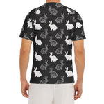 Black And White Rabbit Pattern Print Men's Short Sleeve Rash Guard