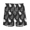 Black And White Rabbit Pattern Print Men's Athletic Shorts
