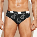 Black And White Rabbit Pattern Print Men's Swim Briefs