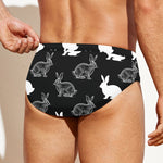 Black And White Rabbit Pattern Print Men's Swim Briefs