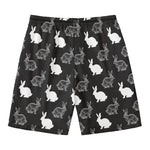 Black And White Rabbit Pattern Print Men's Swim Trunks