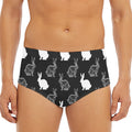 Black And White Rabbit Pattern Print Men's Triangle Swim Briefs