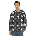 Black And White Rabbit Pattern Print Men's Velvet Pullover Hoodie