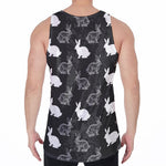 Black And White Rabbit Pattern Print Men's Velvet Tank Top