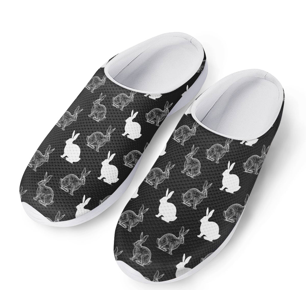 Black And White Rabbit Pattern Print Mesh Casual Shoes