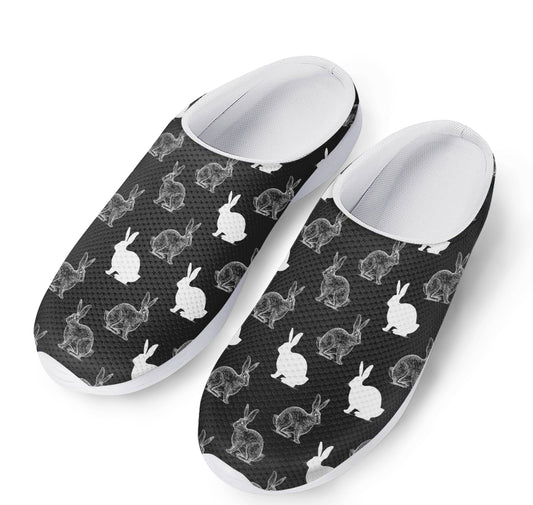 Black And White Rabbit Pattern Print Mesh Casual Shoes