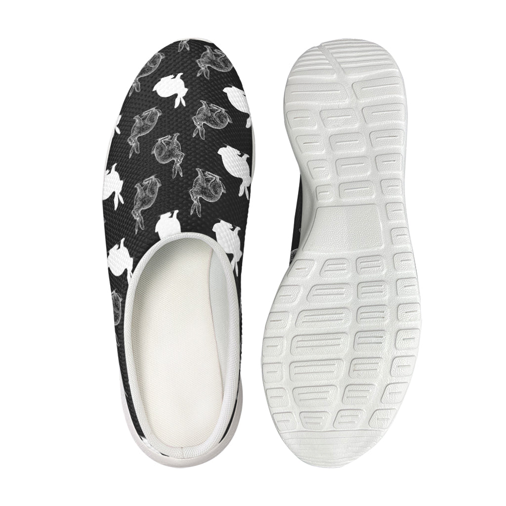 Black And White Rabbit Pattern Print Mesh Casual Shoes