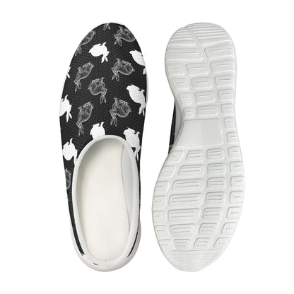 Black And White Rabbit Pattern Print Mesh Casual Shoes