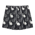 Black And White Rabbit Pattern Print Mesh Shorts