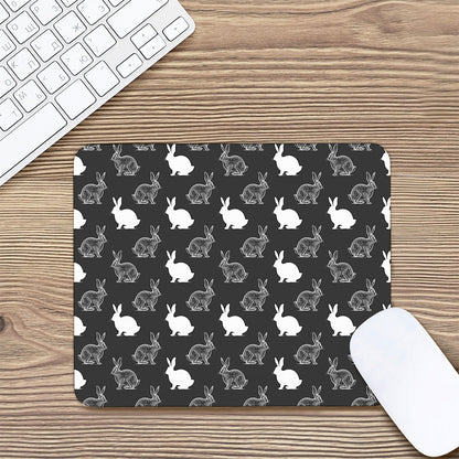Black And White Rabbit Pattern Print Mouse Pad