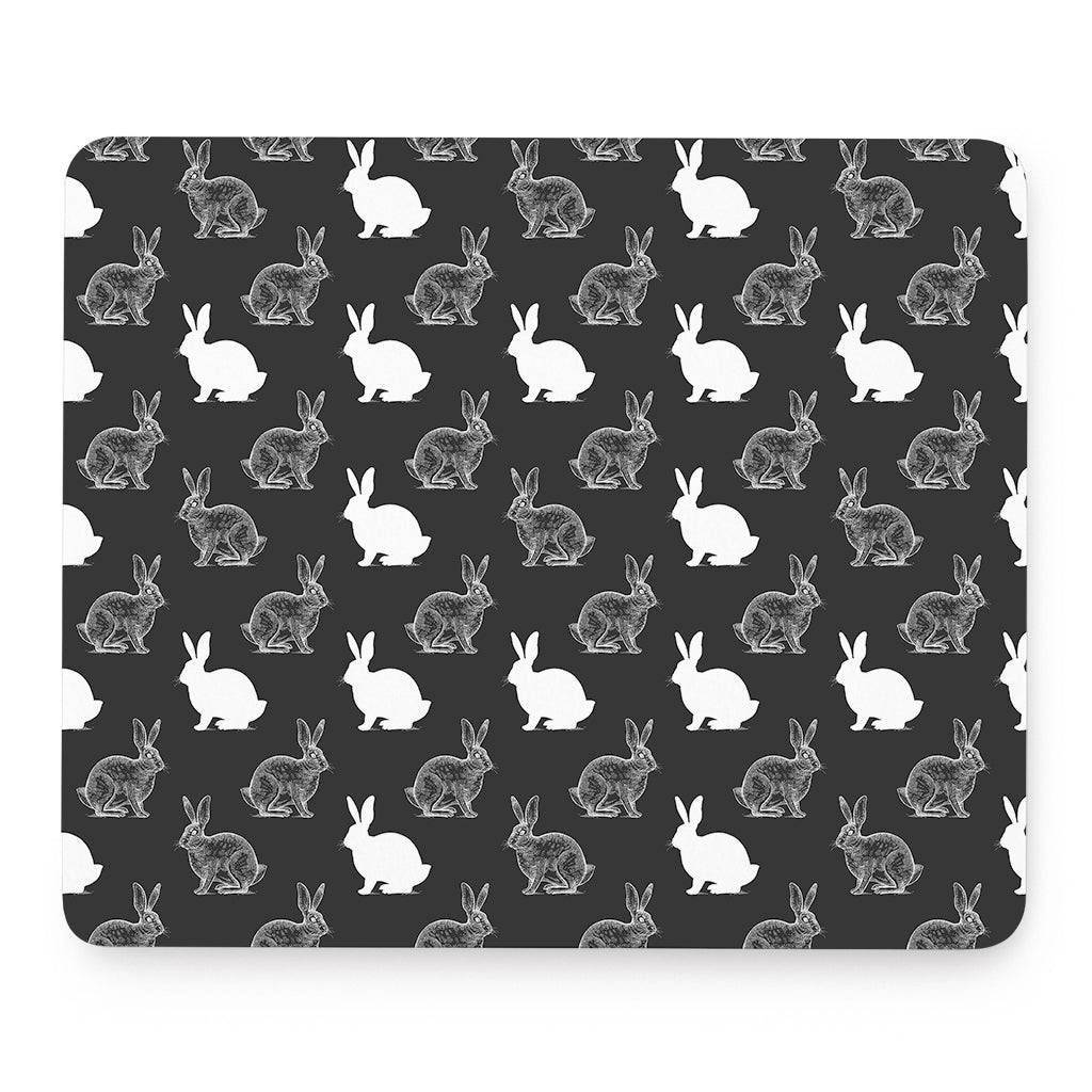 Black And White Rabbit Pattern Print Mouse Pad