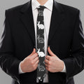 Black And White Rabbit Pattern Print Necktie