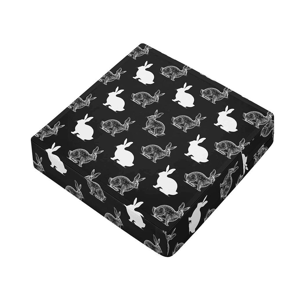 Black And White Rabbit Pattern Print Outdoor Seat Cushion Cover