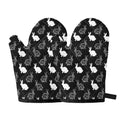 Black And White Rabbit Pattern Print Oven Mitts