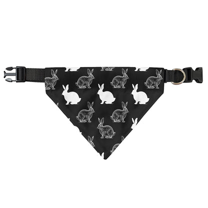 Black And White Rabbit Pattern Print Over The Collar Dog Bandana