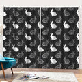 Black And White Rabbit Pattern Print Pencil Pleat Curtains