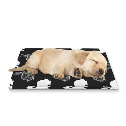 Black And White Rabbit Pattern Print Pet Cooling Mat Cover