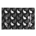 Black And White Rabbit Pattern Print Placemat