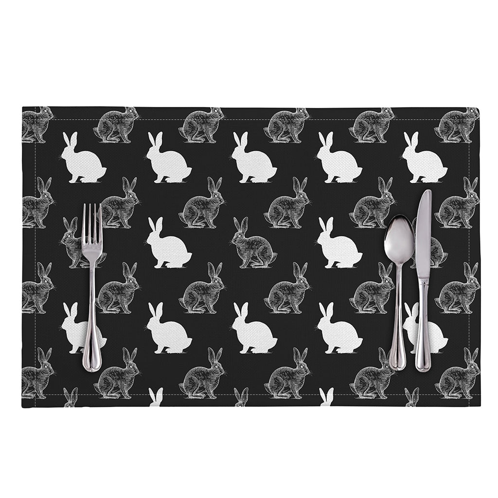 Black And White Rabbit Pattern Print Placemat