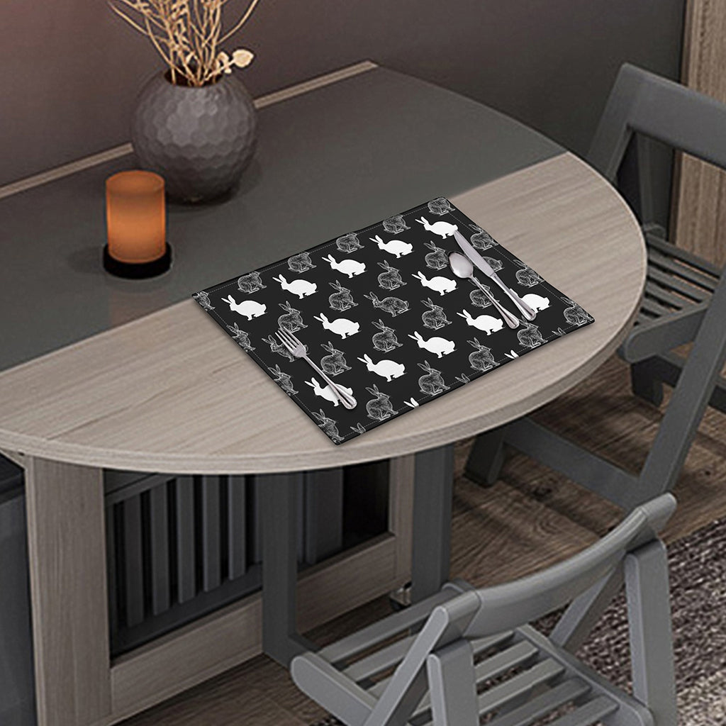 Black And White Rabbit Pattern Print Placemat