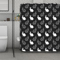 Black And White Rabbit Pattern Print Polyester Shower Curtain