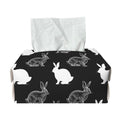 Black And White Rabbit Pattern Print Rectangle Tissue Box Cover