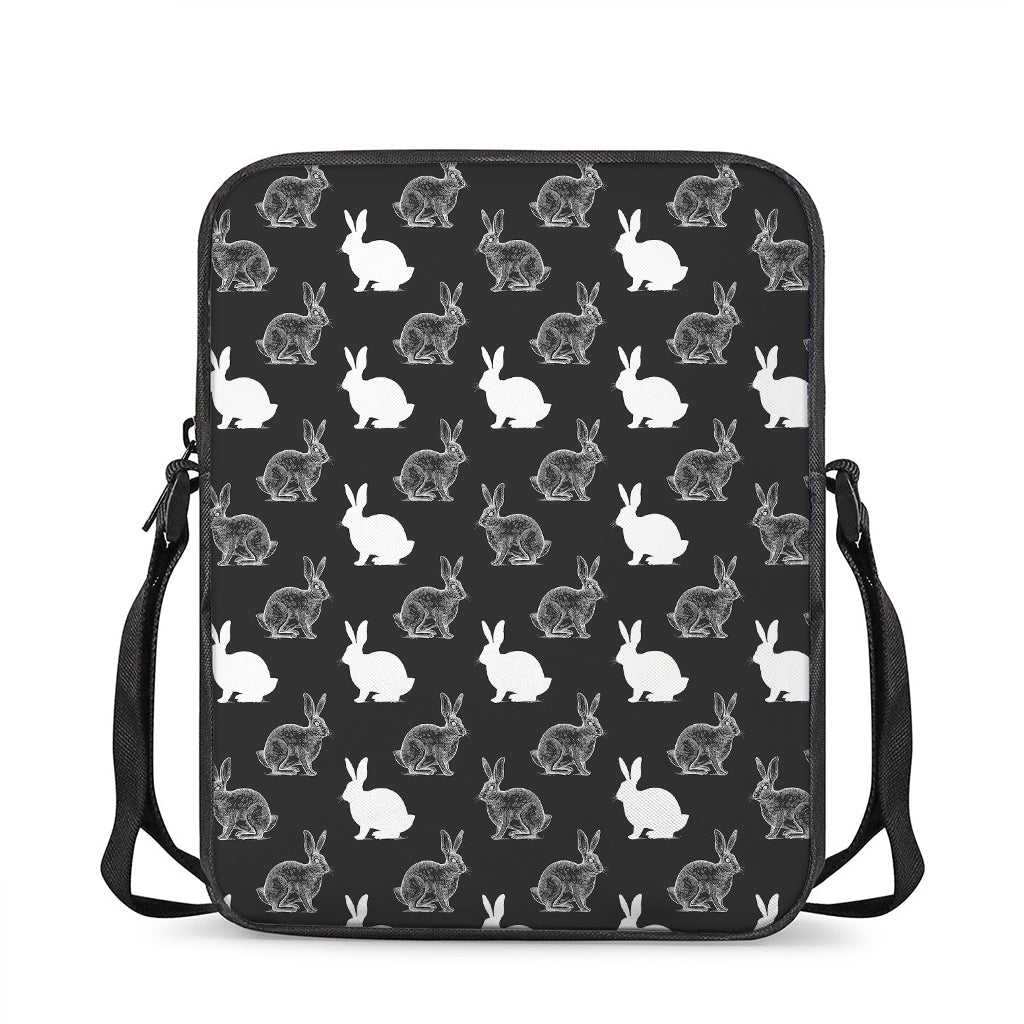 Black And White Rabbit Pattern Print Rectangular Crossbody Bag