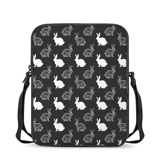 Black And White Rabbit Pattern Print Rectangular Crossbody Bag
