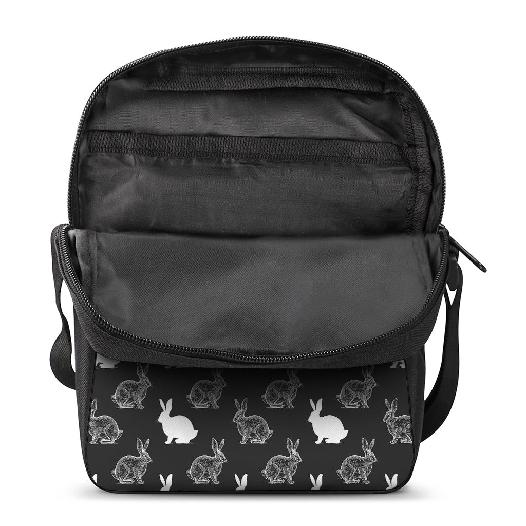 Black And White Rabbit Pattern Print Rectangular Crossbody Bag