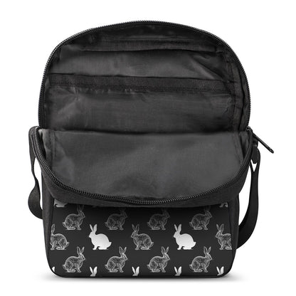 Black And White Rabbit Pattern Print Rectangular Crossbody Bag