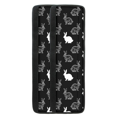 Black And White Rabbit Pattern Print Refrigerator Handle Covers
