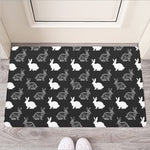 Black And White Rabbit Pattern Print Rubber Doormat