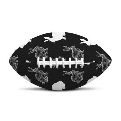 Black And White Rabbit Pattern Print Rugby Ball