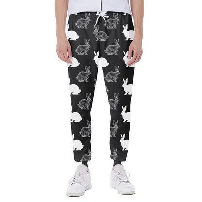 Black And White Rabbit Pattern Print Scuba Joggers