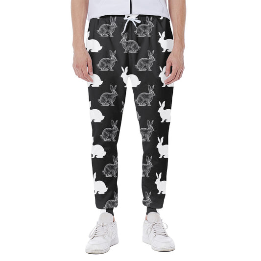 Black And White Rabbit Pattern Print Scuba Joggers